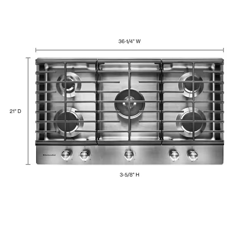 36 in. Stainless Steel Gas Cooktop with 5 Burners K8069