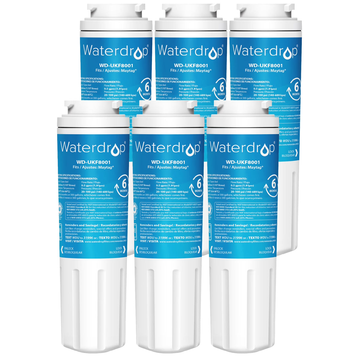 6 Pack Refrigerator Water Filter S1708