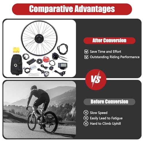 26" 350W 36V Front Wheel Electric Bike Conversion Kit with LCD Display M3201