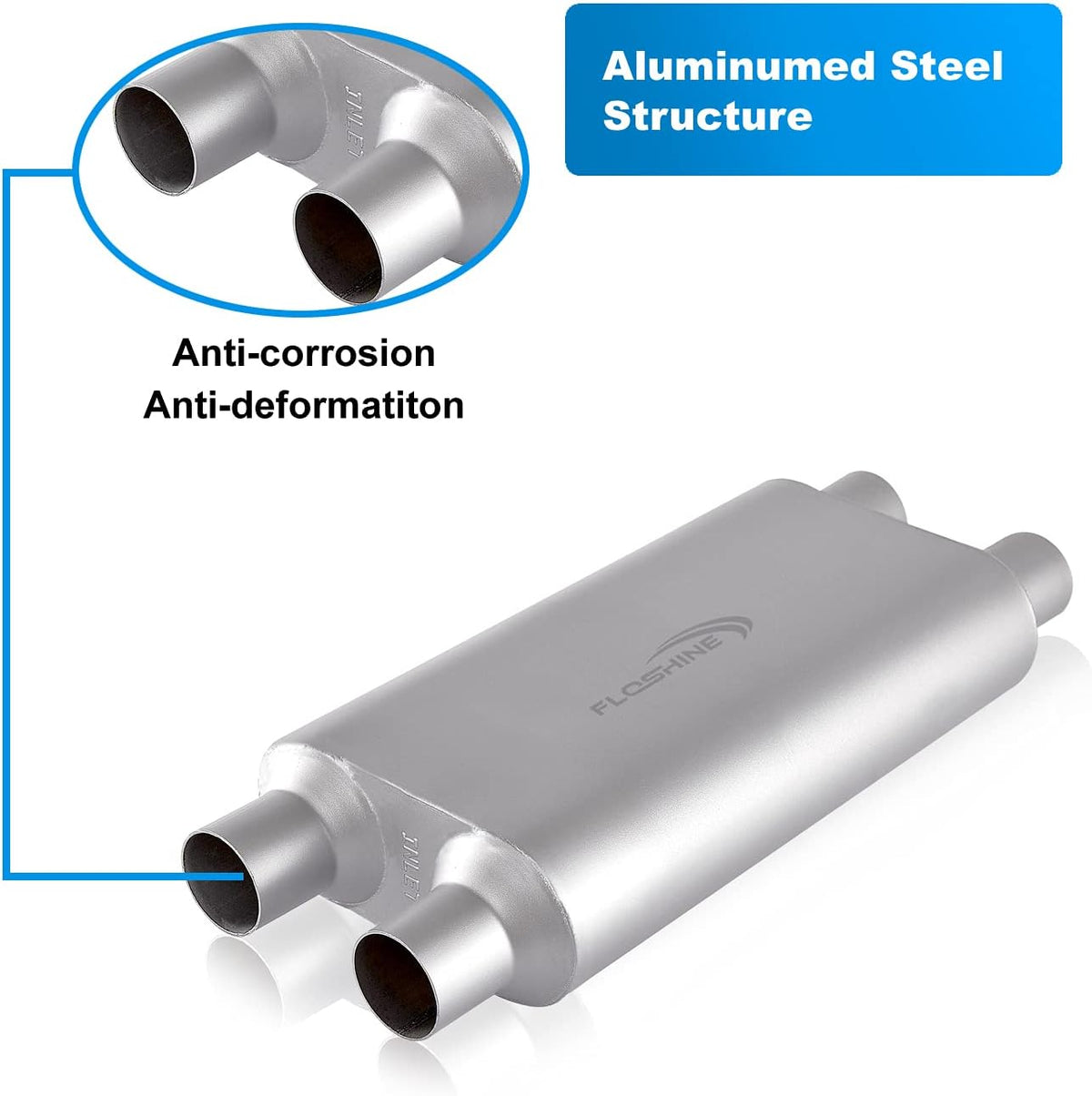 2.25 inch Inlet Outlet Performance Automotive Muffler Exhaust Pack of 2 R238
