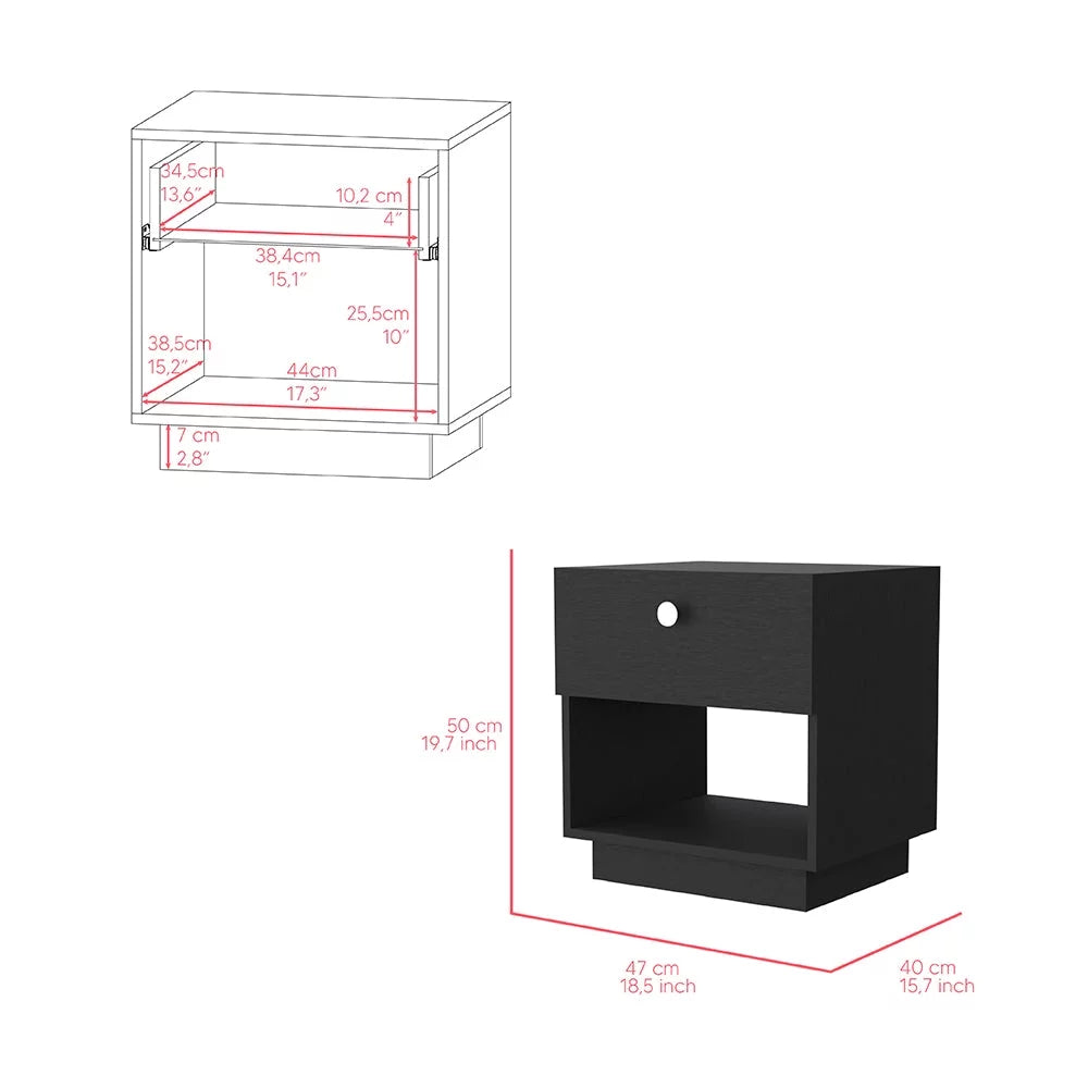 2 Piece Bedroom Set Armoire and Nightstand Black Wengue Finish R107