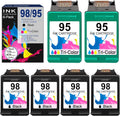 4 Pack Black 98 & 2 Pack Tri-Color 95 Remanufactured Ink Cartridge for HP Printer O752185