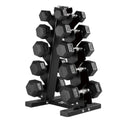5, 8, 10, 12 and 15 Pound Hexagonal Dumbbell Weight Set with Rack D1906