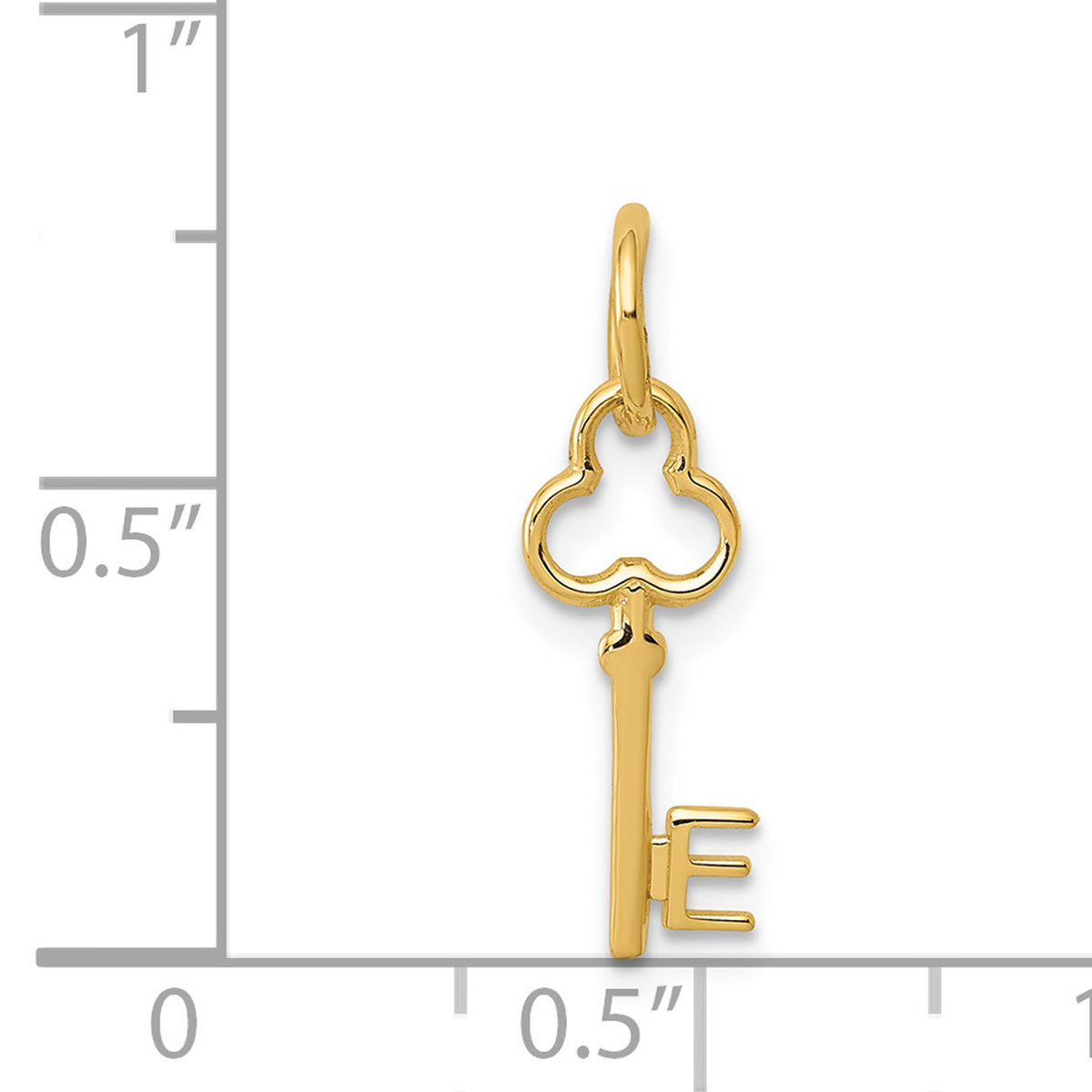 14K Yellow Gold Key Letter E Initial Pendant Charm With 10K Yellow Gold Rope Chain Necklace 18'' D8266