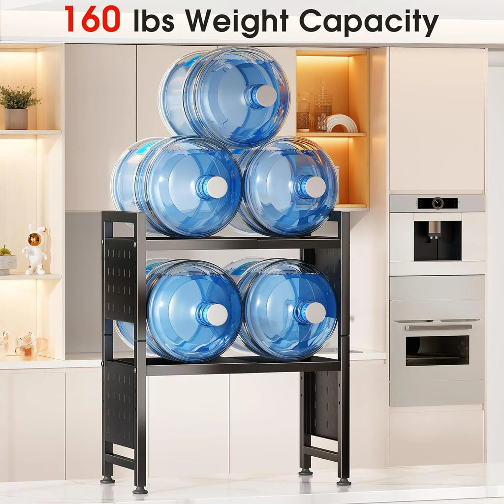3-Tier Heavy Duty Microwave Stand with 9 Hooks and Cutting Boards V836