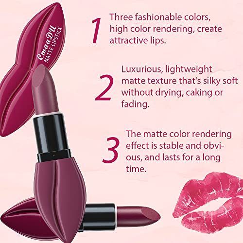 5Pcs Dark Light Bright Red Matte Lipstick Pack Sets V88433