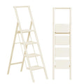 2 Step Ladder Portable Folding Step Stool with Anti-Slip Pedal, White, 300lbs I936