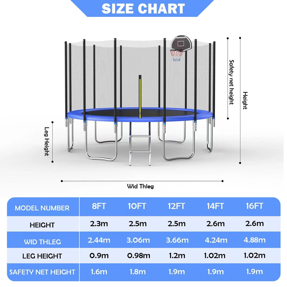 10FT Outdoor Trampoline with Safety Enclosure Net X5863