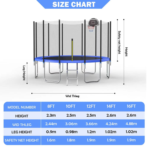 10FT Outdoor Trampoline with Safety Enclosure Net X5863