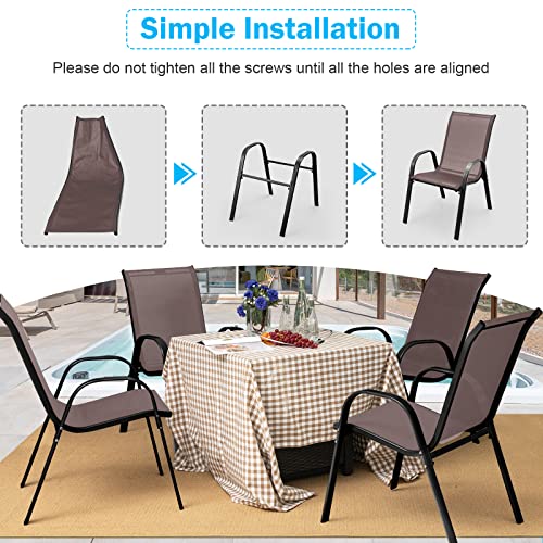 4 Pieces Stackable All Weather Patio Dining Chairs Set with Armrests J499
