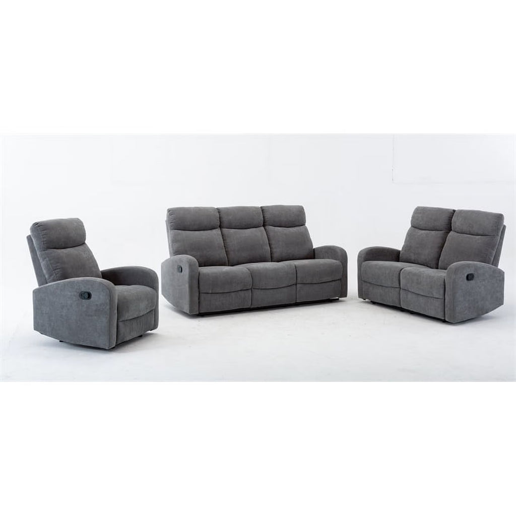 3-Piece Reclining Chenille Fabric Sofa Set Light Gray Z35727
