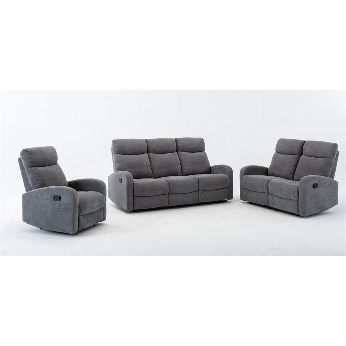 3-Piece Reclining Chenille Fabric Sofa Set Light Gray Z35727