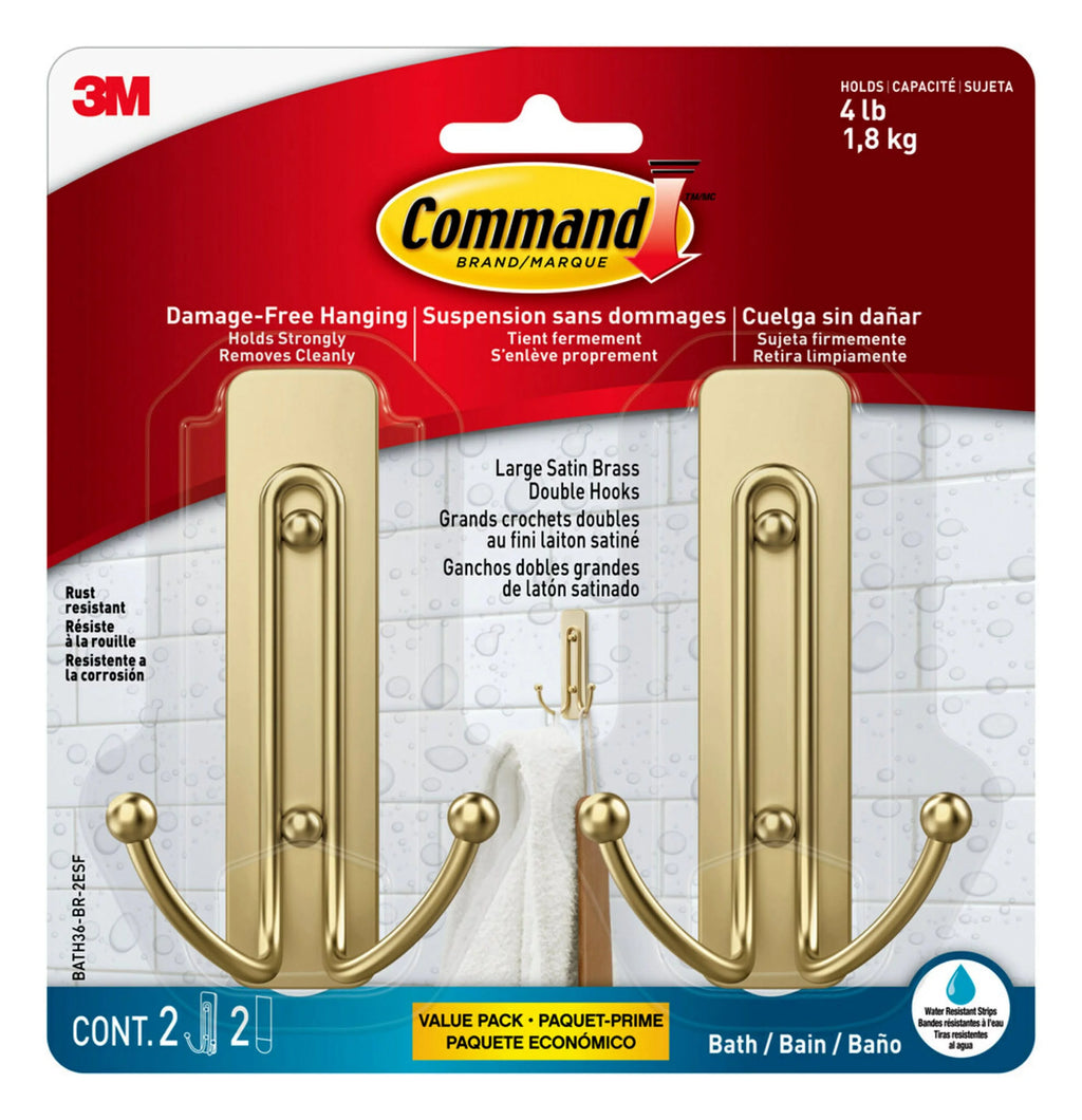 Brass Finish Double Hook 2 Pack F29621