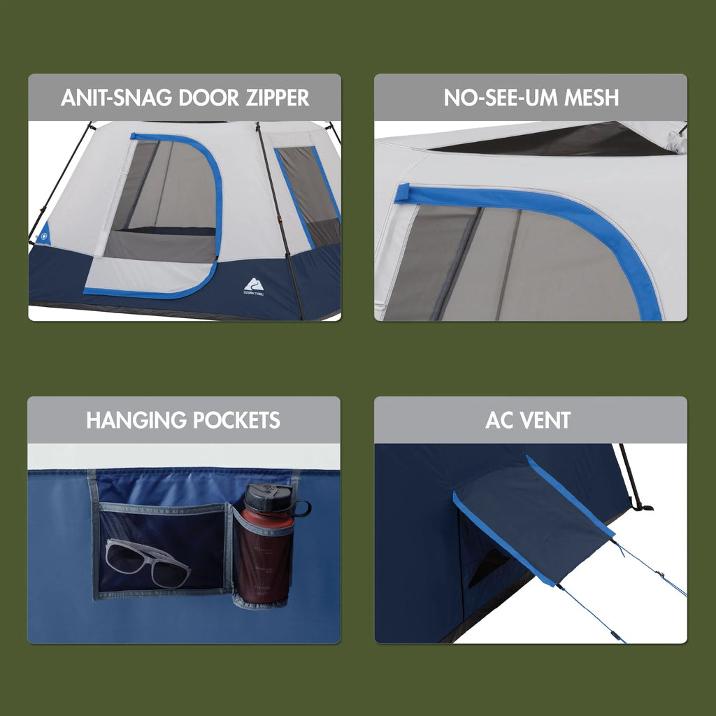 4-Person Instant Cabin Tent with LED Lighted Hub Q556