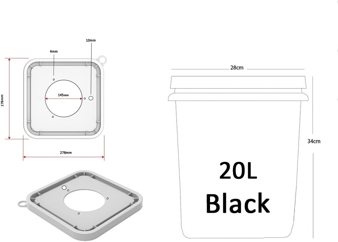 4+1 RDWC Full Set Recirculating Deep Water Culture Hydroponics Grow System 20L 4 Sites Black D629