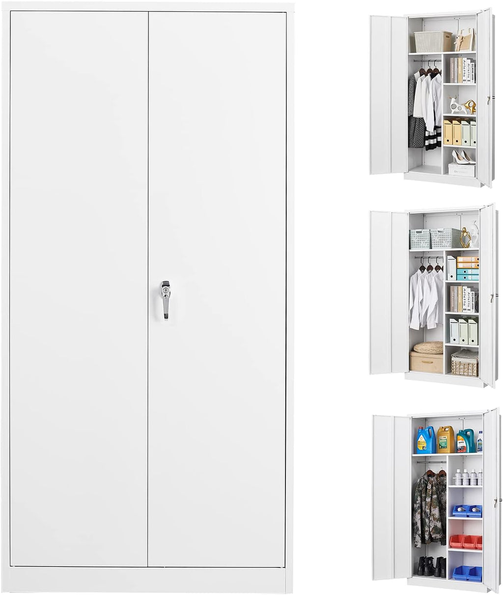 42” Tall Steel Storage Cabinet with Locking Door and 2 Adjustable Shelves M9892