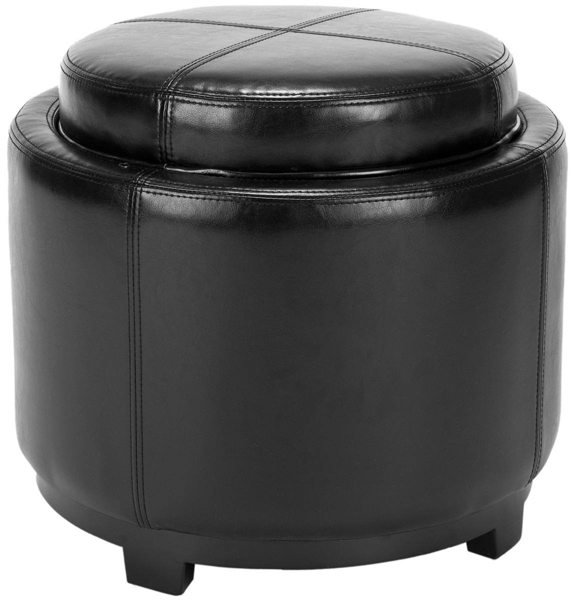 Black Round Tray Ottoman M4788