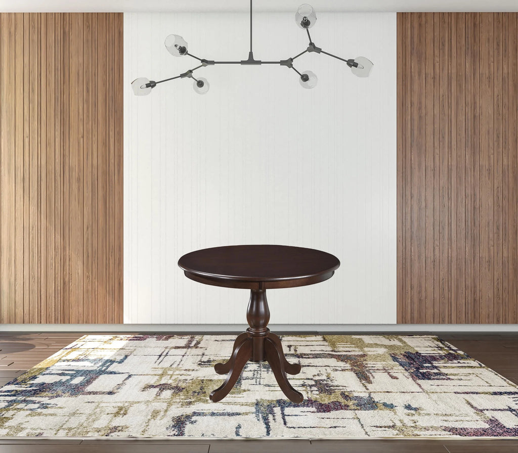 36" Espresso Brown Round Pedestal Wood Dining Table N719004