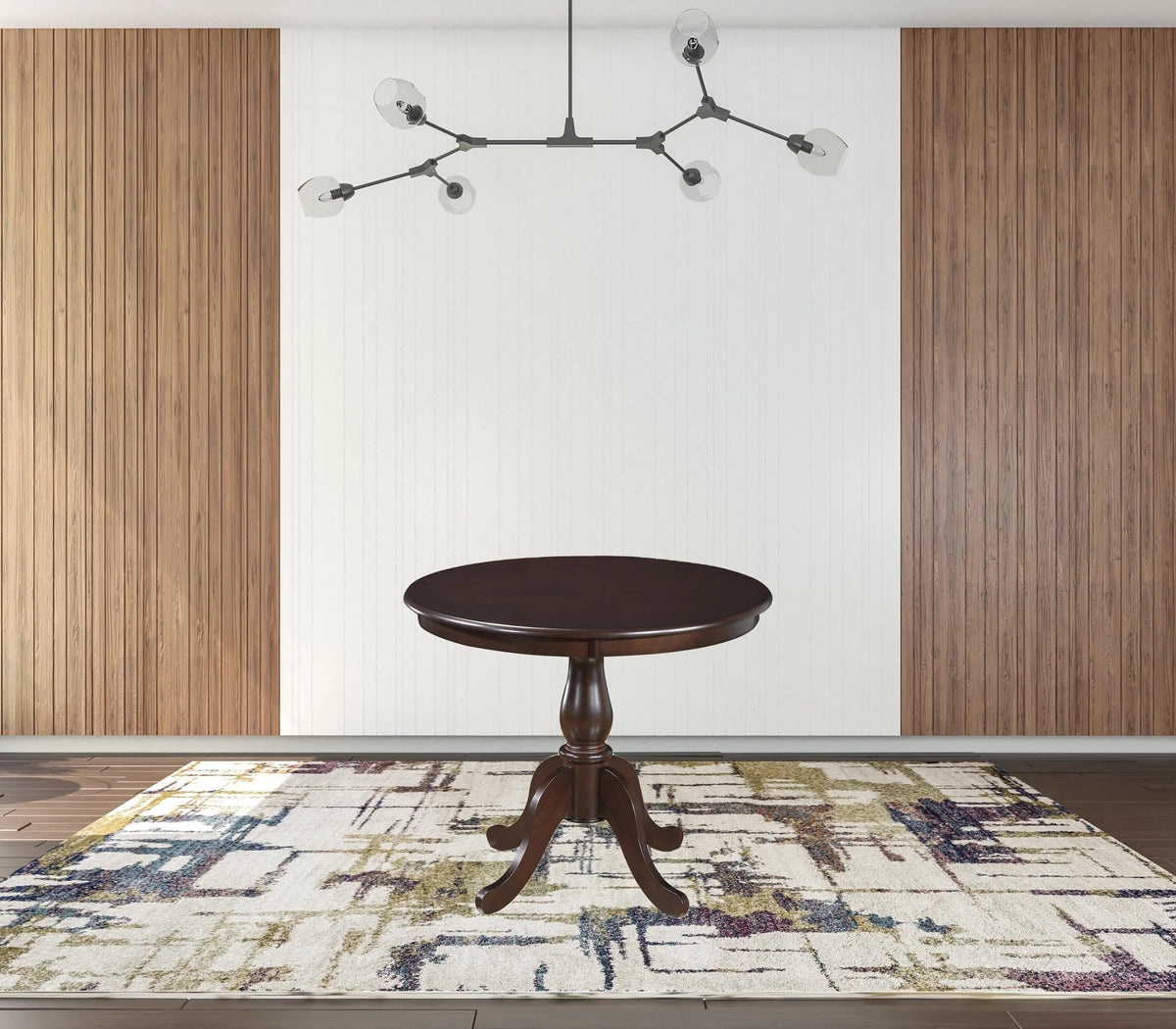36" Espresso Brown Round Pedestal Wood Dining Table N719004