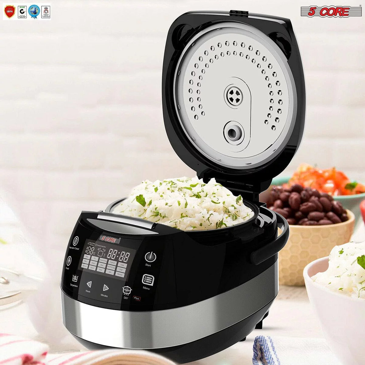 5.3Qt Digital Programmable 15-in-1 Electric Rice Cooker 11 Cups A57865