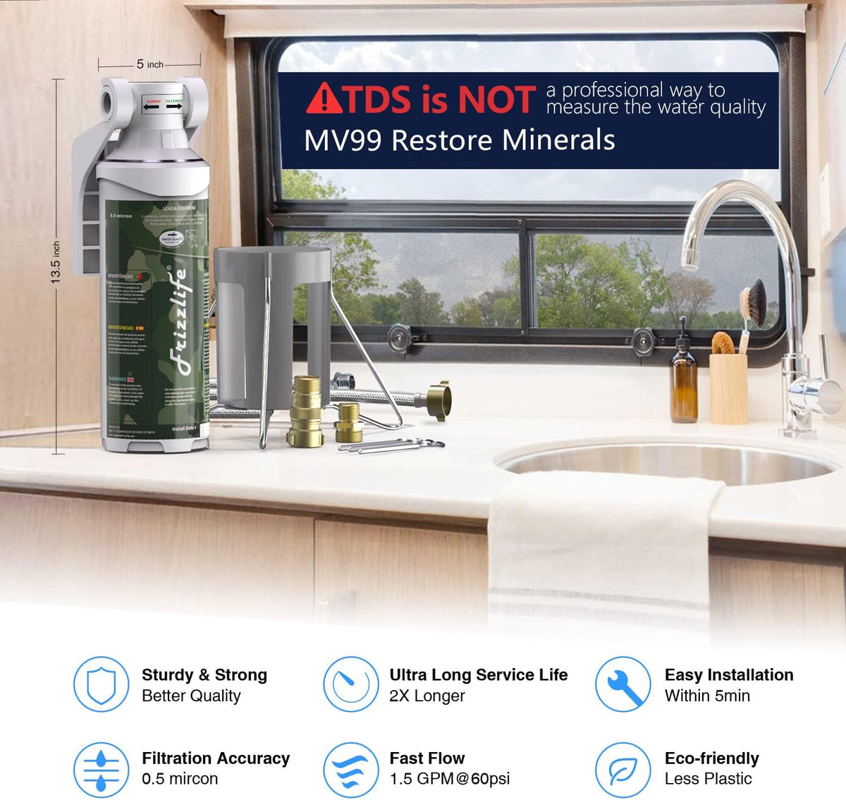 RV Water Filter 0.5 Micron Inline Hose Filter Q6260