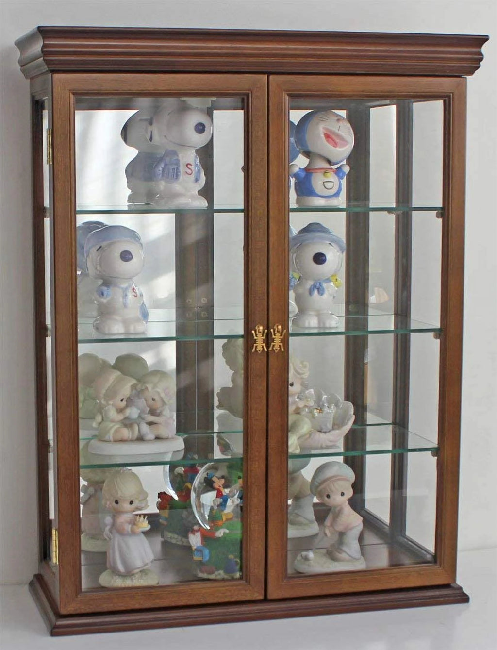 26" Walnut Solid Wood Wall Mount Curio Cabinet Q65976