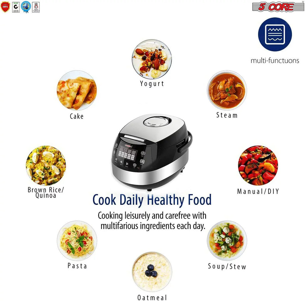 5.3Qt Digital Programmable 15-in-1 Electric Rice Cooker 11 Cups A57865