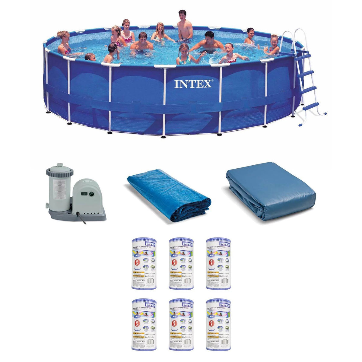 18ft x 48in Metal Frame Swimming Pool Set with Pump O34212