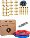 2 Rolls x 100 ft 1/2 Inch Pex-b Pipe/Tubing with Brass Fittings, Crimp Rings, Pipe Cutter N7629