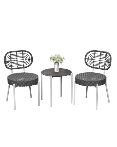 3 Piece Rattan Patio Dining Set with Round Table X616