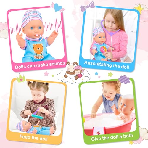 25Pcs Doll Care Toy Playset with Cradle Crib, High Chair, Milk Bottle, Pacifier, Diaper K392007