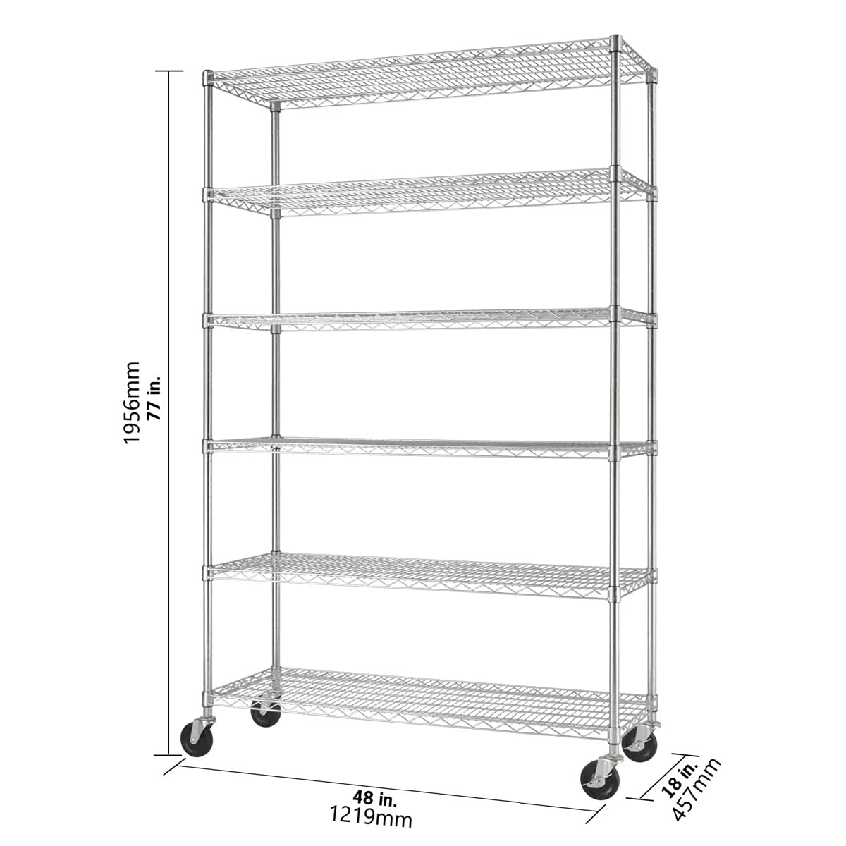 6-Tier Wire Shelving Rack, 48"x18"x72" W6859