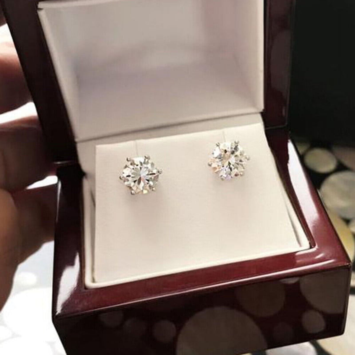 1 Carat Solitaire Round Moissanite Stud Earrings Screw Back Z363176