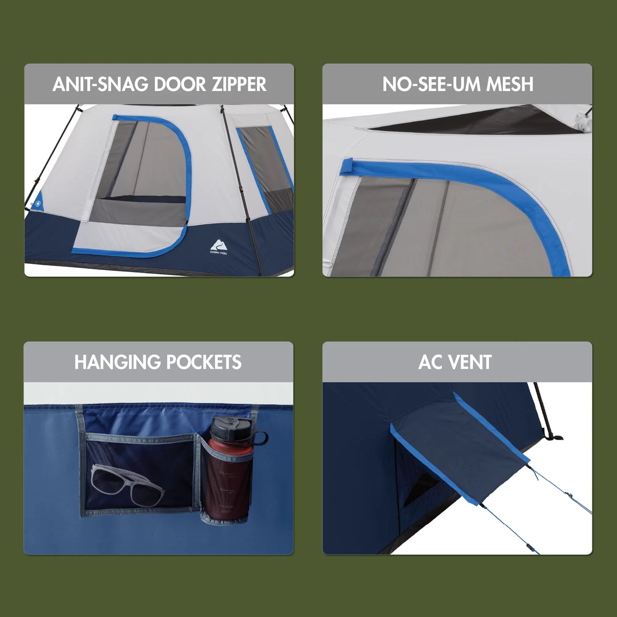 4-Person Instant Cabin Tent with LED Lighted Hub F4957