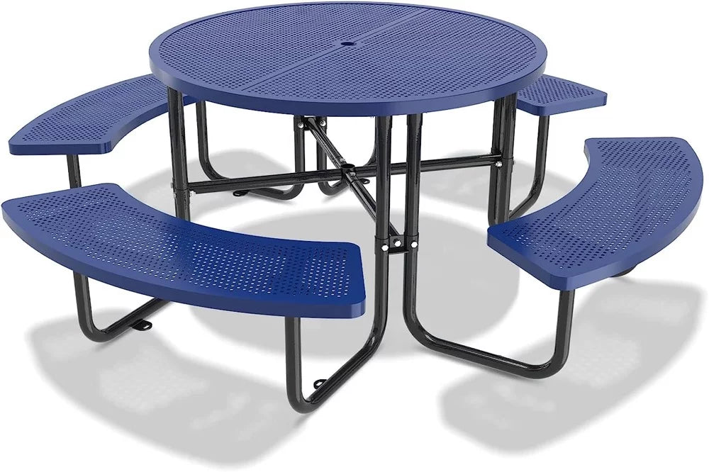 46'' Steel Round Picnic Table with Umbrella Hole E91295