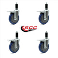 5 inch Blue Polyurethane Expanding Stem Caster Set Q600