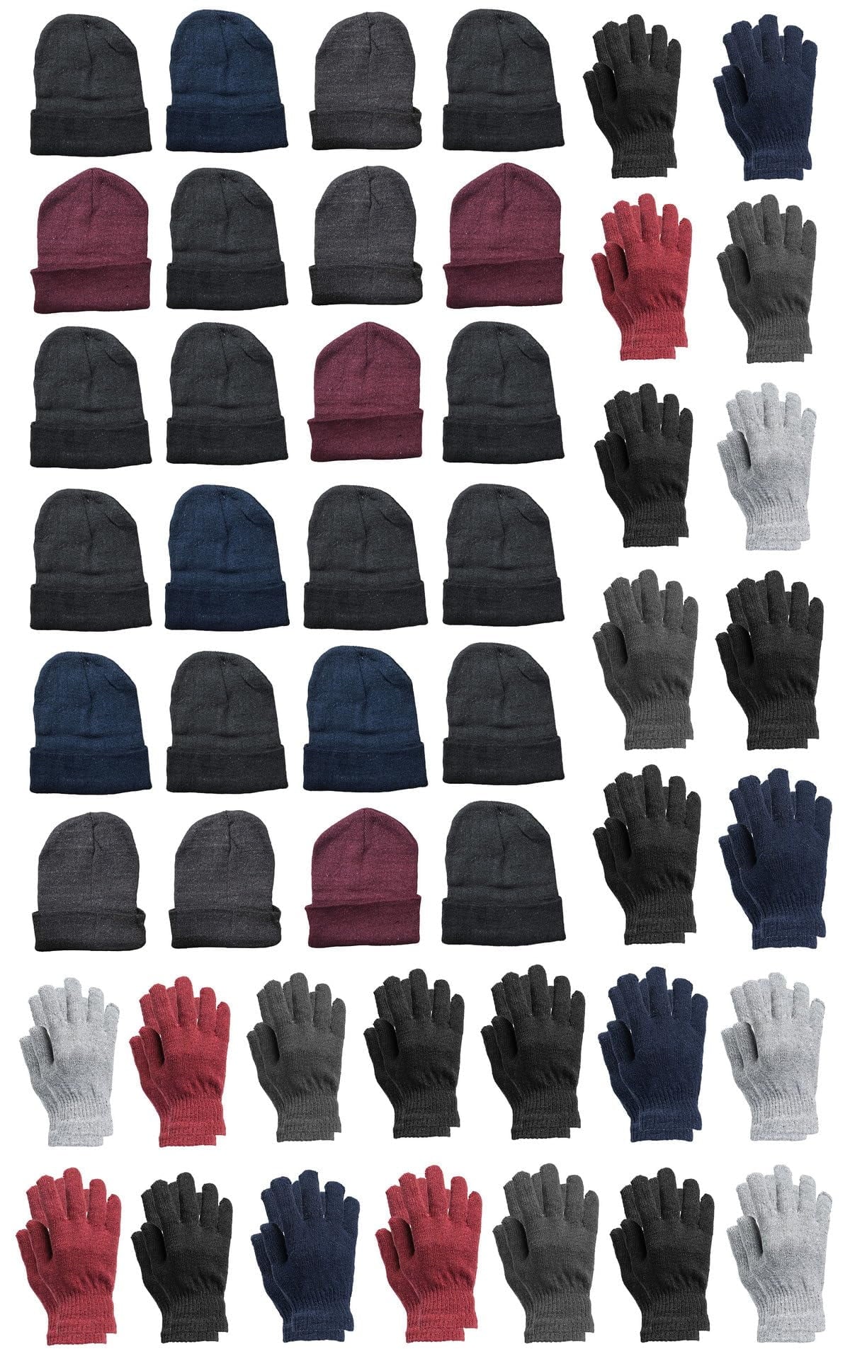 48 Pack Winter Thermal Beanies Skull Caps Thermal Gloves Q741
