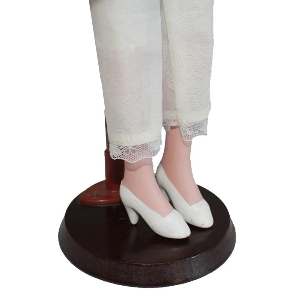 40cm Porcelain Doll with Curly Hair, Umbrella and Clothing Collectible Toy Y6245