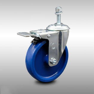 5 inch Solid Polyurethane Threaded Stem Caster with Total Lock Brake H305