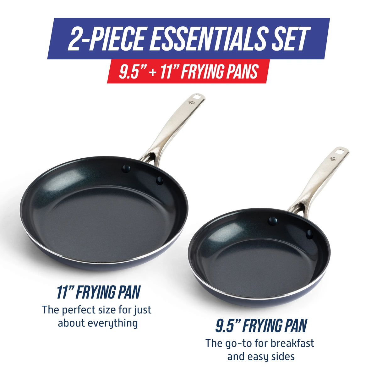 2-Pack Nonstick Ceramic Frypan Skillet Set, 9.5" and 11" F336974