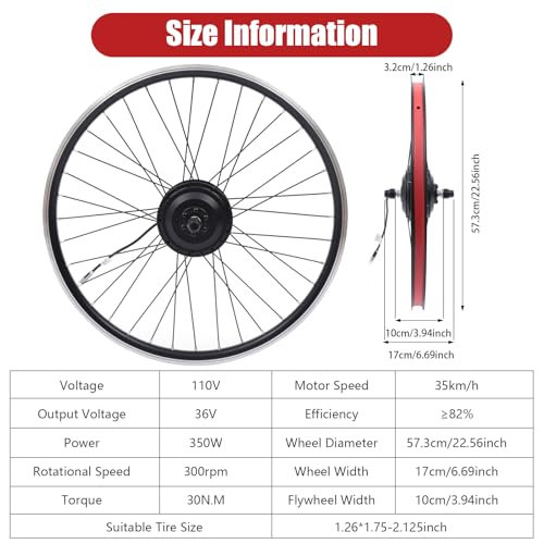 26" 350W 36V Front Wheel Electric Bike Conversion Kit with LCD Display M3201