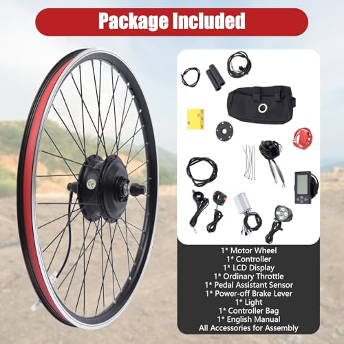 26" 350W 36V Front Wheel Electric Bike Conversion Kit with LCD Display M3201