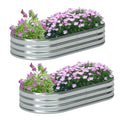 2 Pack Galvanized Metal Oval Raised Garden Bed (6x3x1FT, Silver) H3802