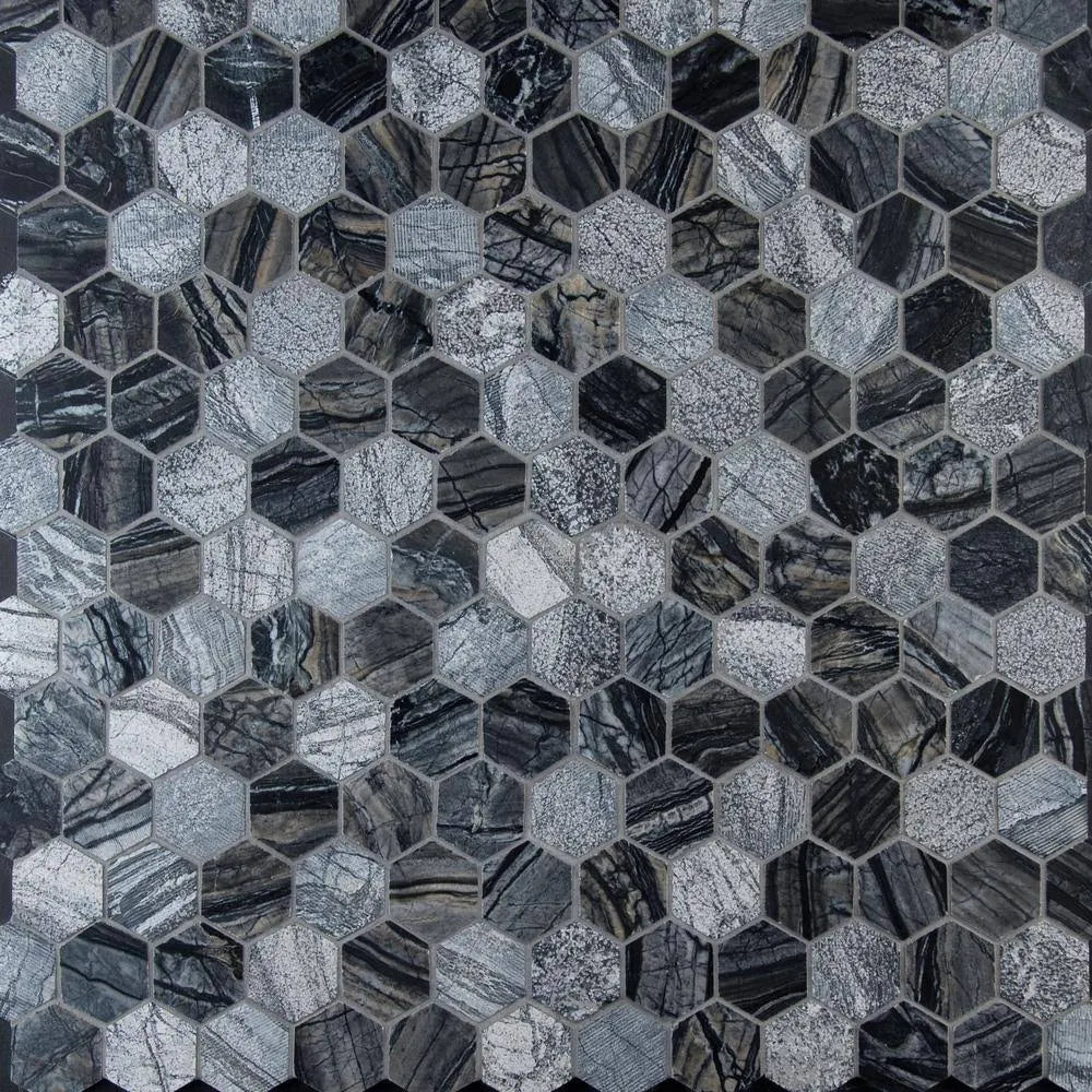 12 in. x 12 in. Textured Marble Mosaic Tile J97957