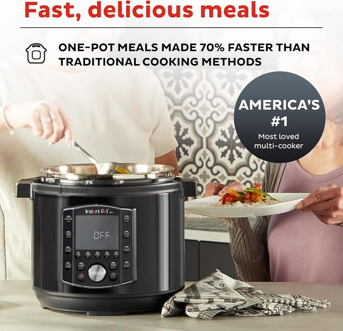 10-in-1 Pressure Cooker, 6 Quart, Stainless Steel Rim S39226