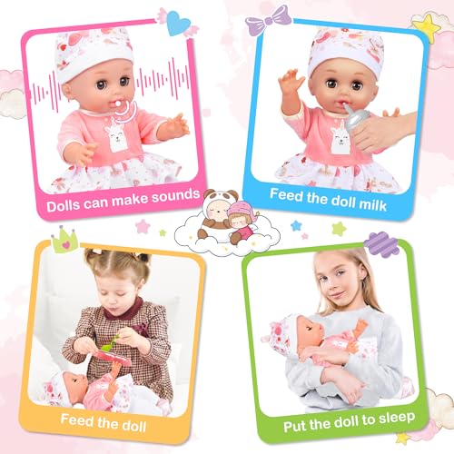 25Pcs Doll Care Toy Playset with Cradle Crib, High Chair, Milk Bottle, Pacifier, Diaper K392007