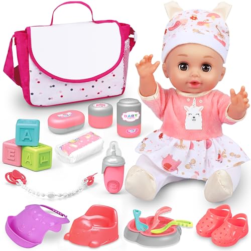 25Pcs Doll Care Toy Playset with Cradle Crib, High Chair, Milk Bottle, Pacifier, Diaper K392007