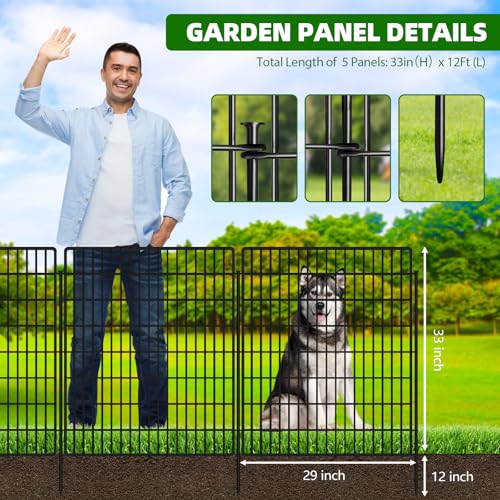10 Panels 33 in x 24 ft Rustproof Metal Garden Fence X844