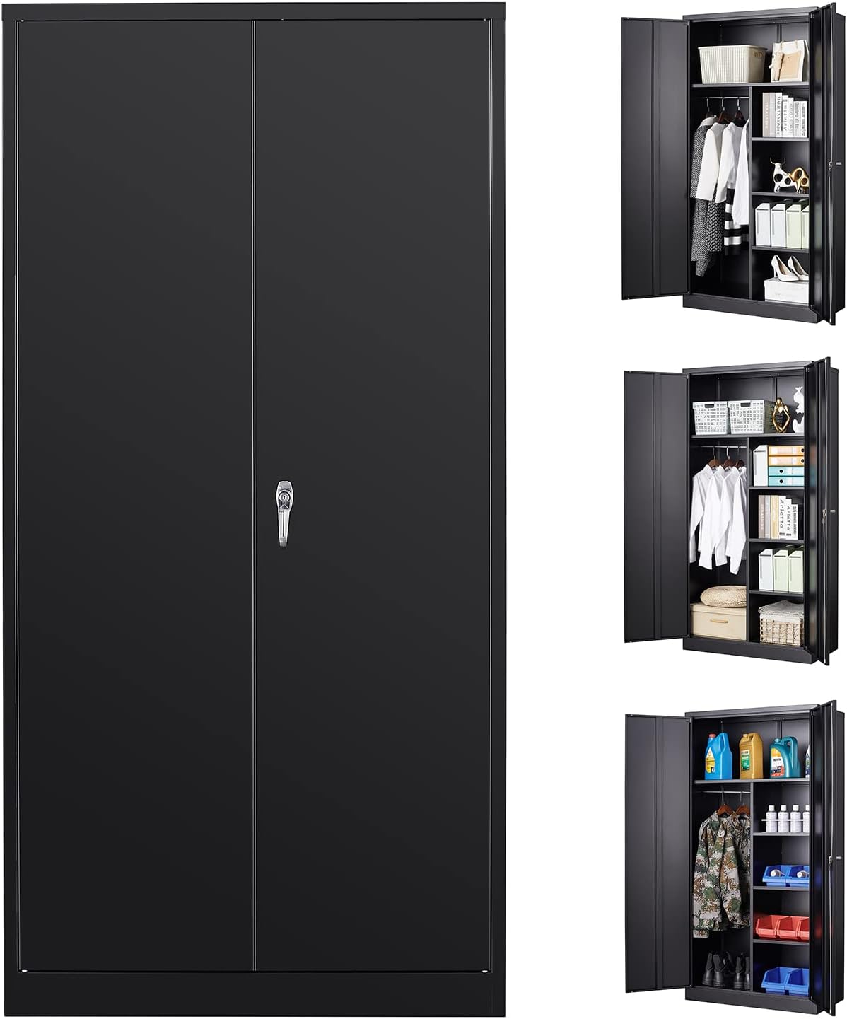 42” Tall Steel Storage Cabinet with Locking Door and 2 Adjustable Shelves M9892