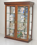 26" Walnut Solid Wood Wall Mount Curio Cabinet Q65976